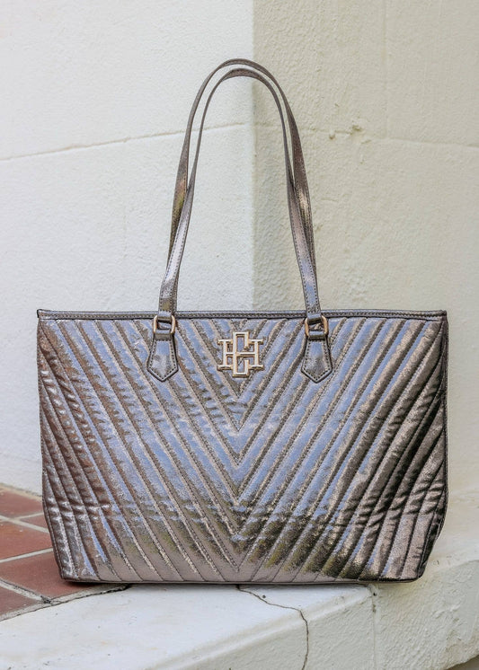 Tabitha Quilted Tote SHIMMER GUNMETAL