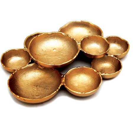 Gold Aluminum Textured 9-Bowl Cluster Platter