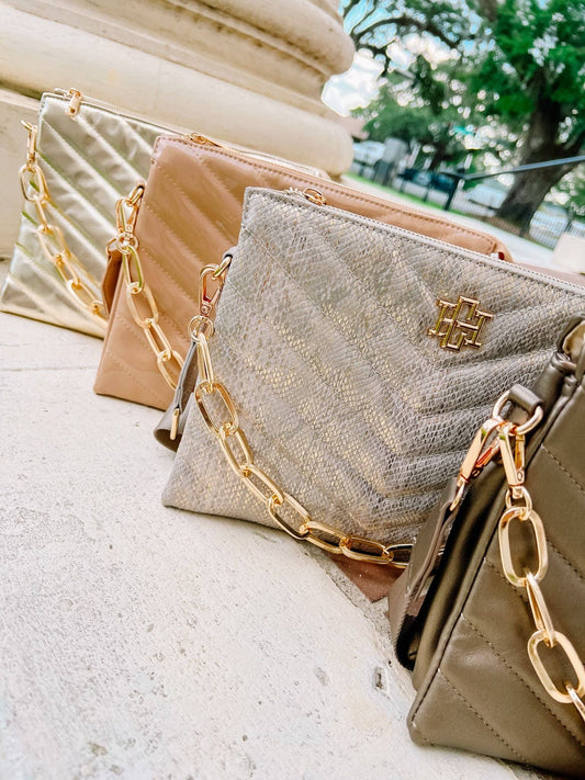 Ariana Quilted Crossbody METALLIC CHAMPAGNE