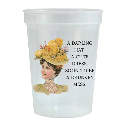 Darling Hat Victorian Kentucky Derby Stadium Cups - Set of 6
