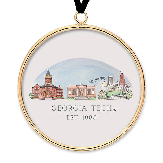 Georgia Tech Skyline Brass & Glass Ornament
