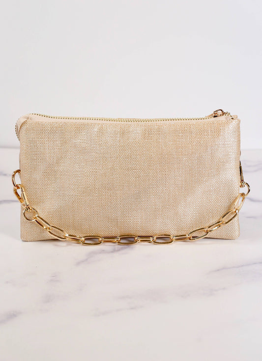 Sherman Quilted Crossbody CHAMPAGNE STRAW
